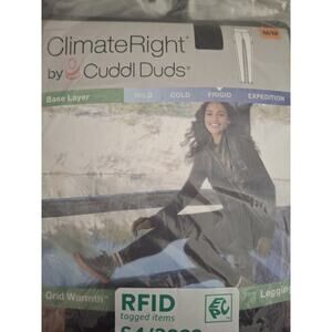 Climate Right By Cuddl Duds Grid Warmth Base Layer Leggings Size MED Black. New